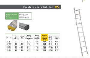 Escalera Recta Tubular RS- Tipo || Uso Profesional 175 kg (sobre pedido)